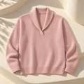 Women's Ribbed Knit V-Neck Sweater — Pink