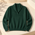 Women's Ribbed Knit V-Neck Sweater — Green