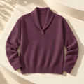 Women's Ribbed Knit V-Neck Sweater — Purple