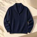 Women's Ribbed Knit V-Neck Sweater — Blue