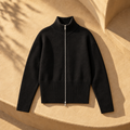 Structured Zip Knit Cardigan Sweater — Black