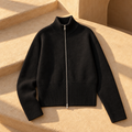 Structured Zip Knit Cardigan Sweater — Black