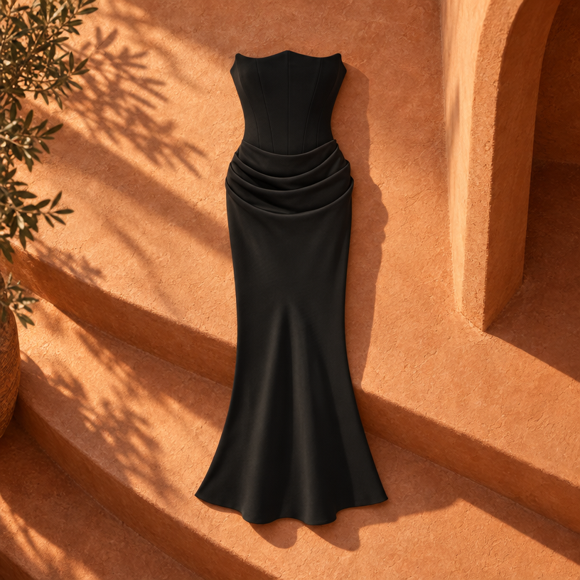 Lara Corset Maxi Dress — BLACK