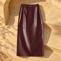 Leila Leather Pencil Skirt — Burgundy
