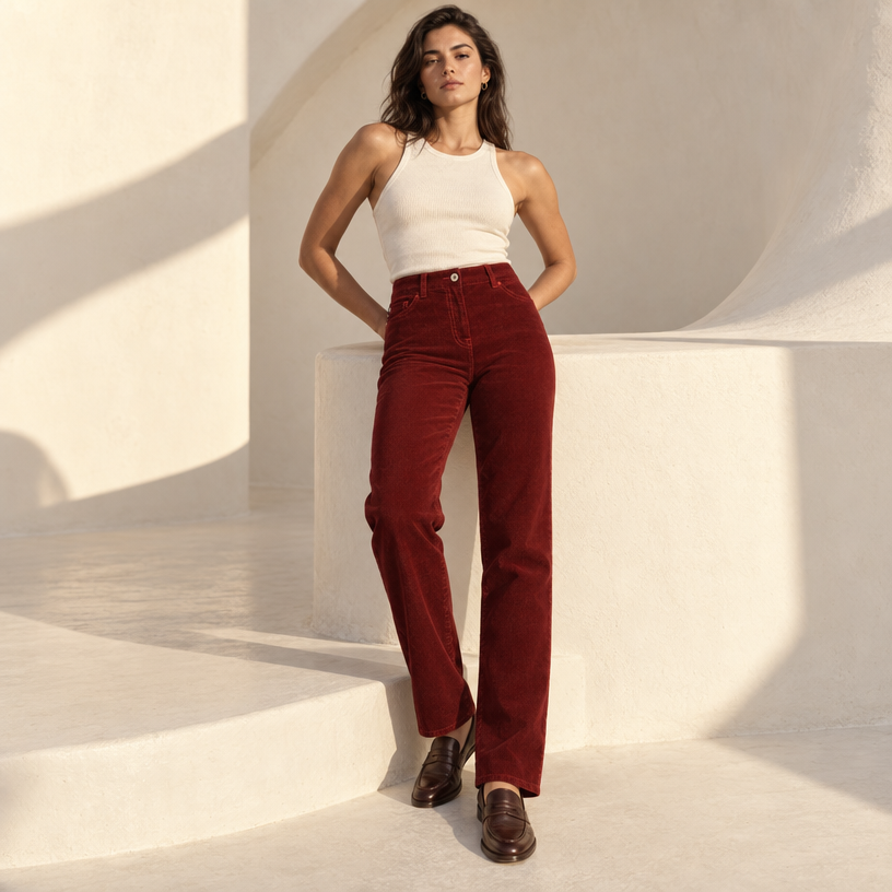 Sarah Corduroy Pants — Red