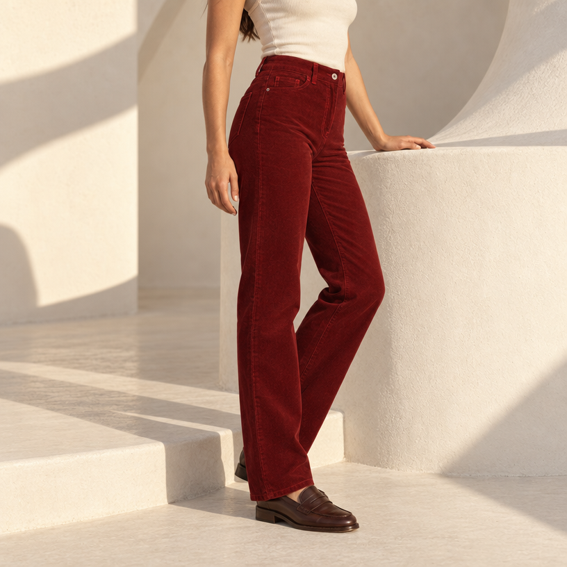 Sarah Corduroy Pants — Red