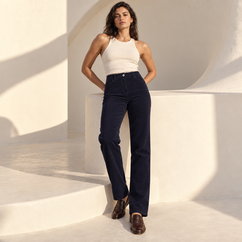 Sarah Corduroy Pants — Blue