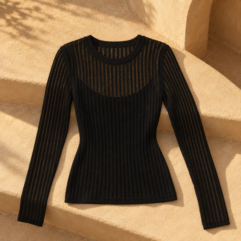 Sharon Sheer Top — Black