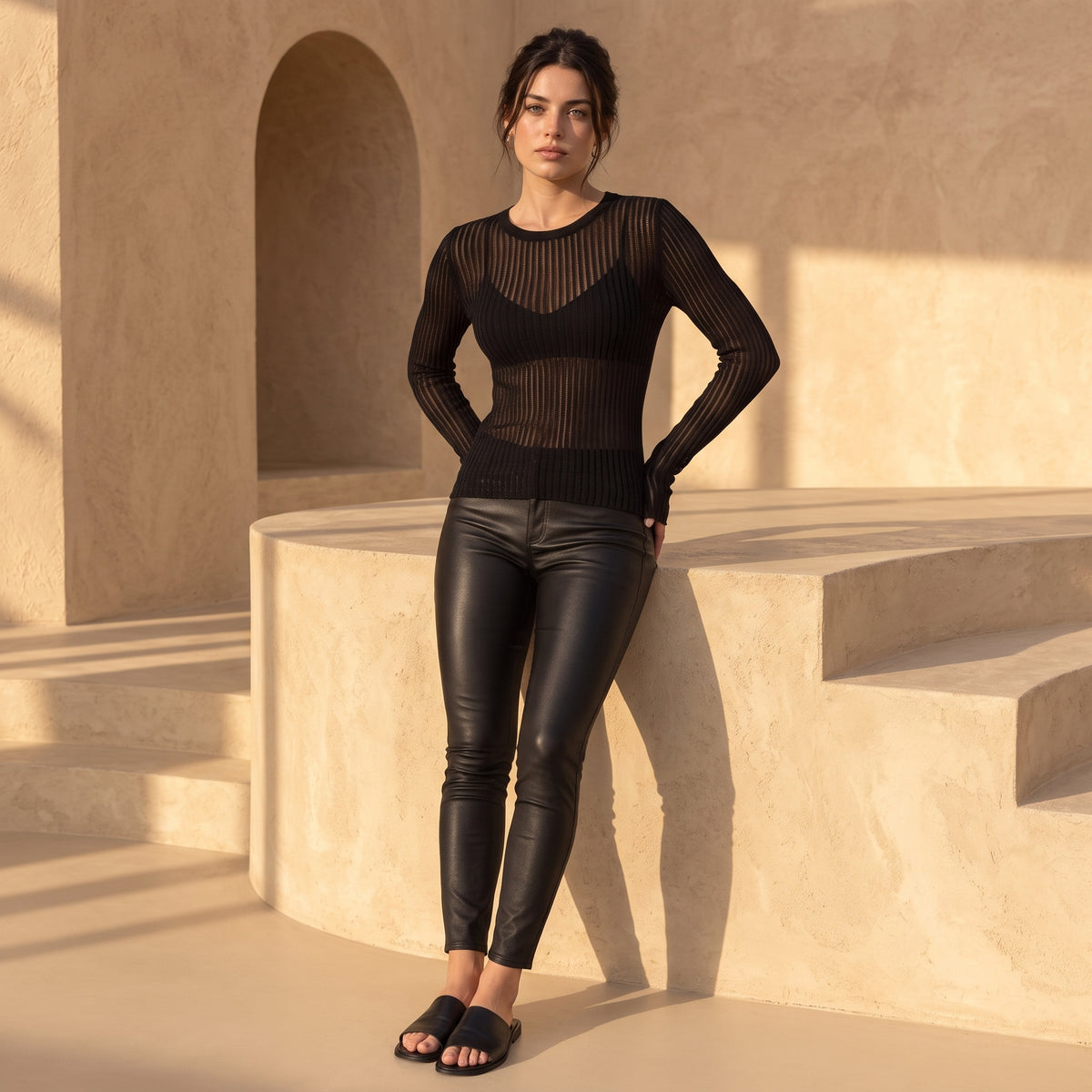 Sharon Sheer Top — Black