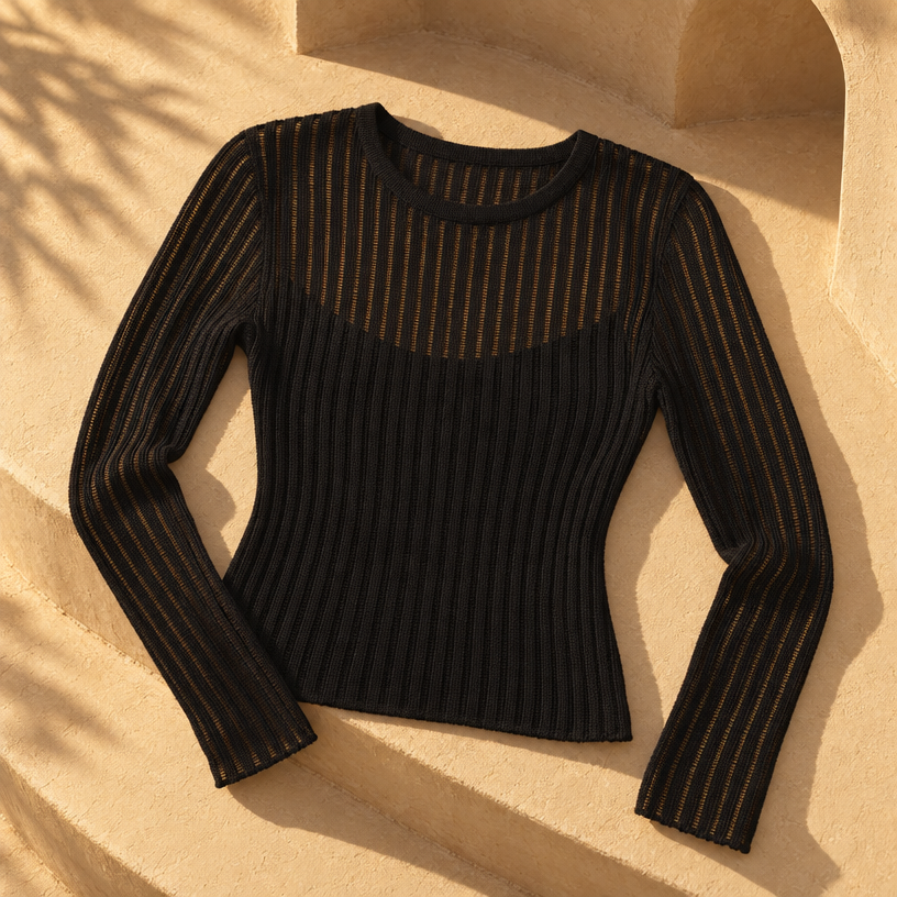 Sharon Sheer Top — Black