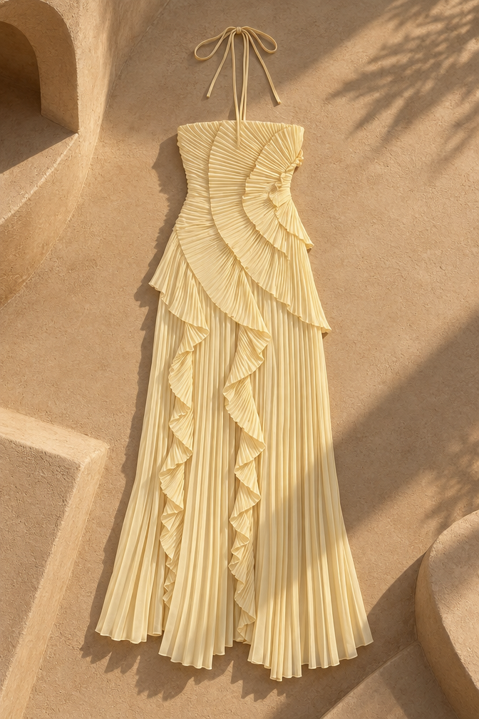 Vivienne Ruffle Maxi Dress — Yellow