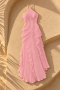 Vivienne Ruffle Maxi Dress — Baby Pink