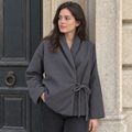 Women's Kimono Winter Jacket, Oversized Padded Long Sleeve — Grey