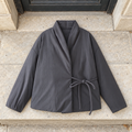 Women's Kimono Winter Jacket, Oversized Padded Long Sleeve — Grey