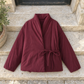 Women's Kimono Winter Jacket, Oversized Padded Long Sleeve — Burgundy