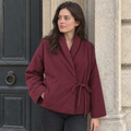 Women's Kimono Winter Jacket, Oversized Padded Long Sleeve — Burgundy