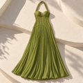Floral Lace Corset Maxi Dress — Olive