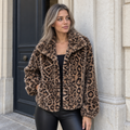 Brown Leopard Faux Fur Jacket