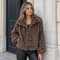 Brown Leopard Faux Fur Jacket