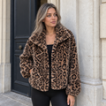 Brown Leopard Faux Fur Jacket