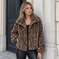 Brown Leopard Faux Fur Jacket