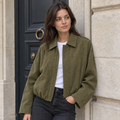 Aleksandra Suede Bomber Jacket — Green