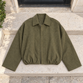Aleksandra Suede Bomber Jacket — Green