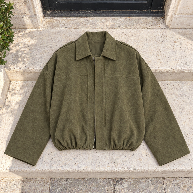 Aleksandra Suede Bomber Jacket — Green