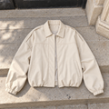 Aleksandra Suede Bomber Jacket — White