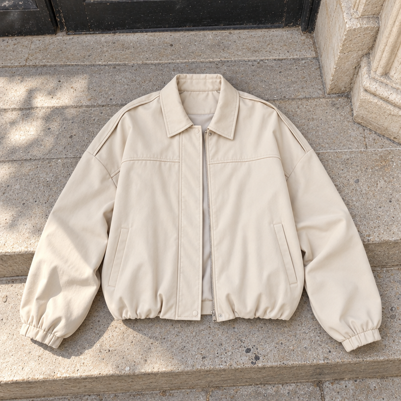 Aleksandra Suede Bomber Jacket — White