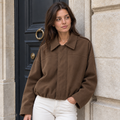 Aleksandra Suede Bomber Jacket — Brown