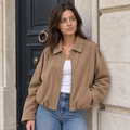 Aleksandra Suede Bomber Jacket — Khaki