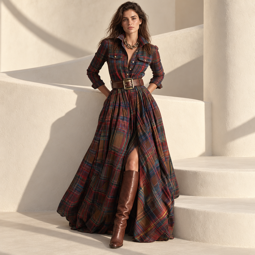 Ayleen Belted Button-Up Shirt Dress — Dark Brown