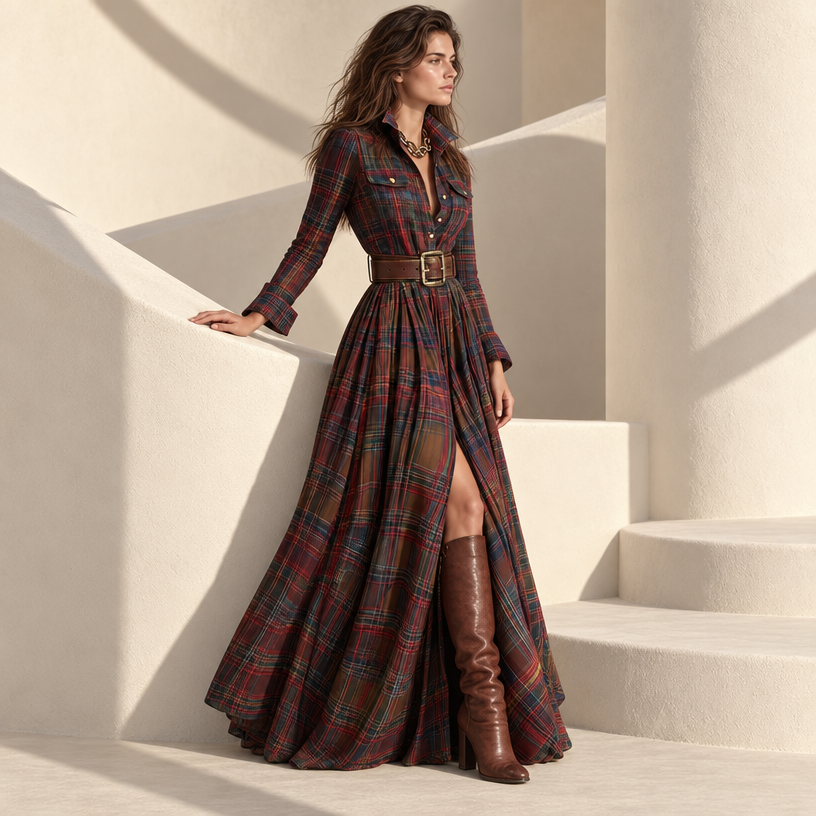 Ayleen Belted Button-Up Shirt Dress — Black
