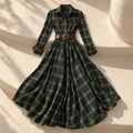 Ayleen Belted Button-Up Shirt Dress — Green