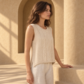 Clarice Sleeveless Vest — Beige