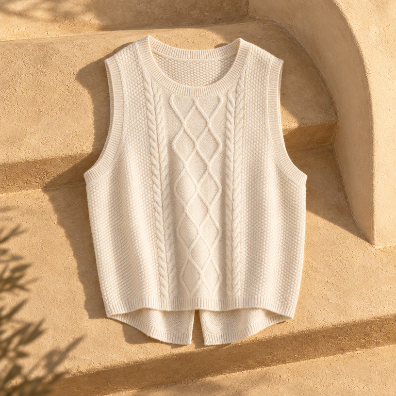 Clarice Sleeveless Vest — Ivory