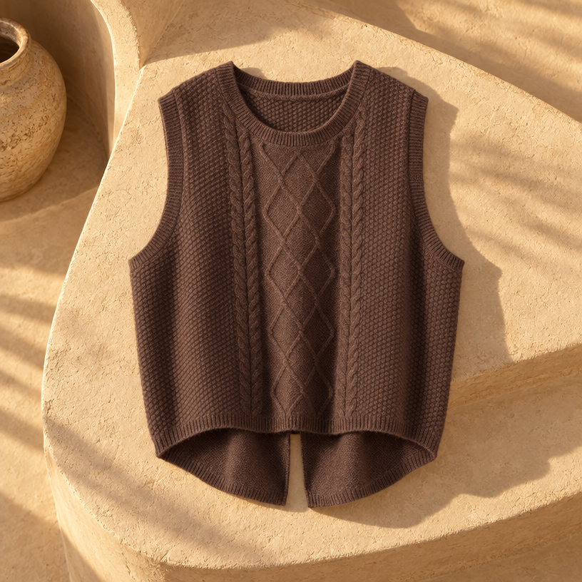 Clarice Sleeveless Vest — Chocolate