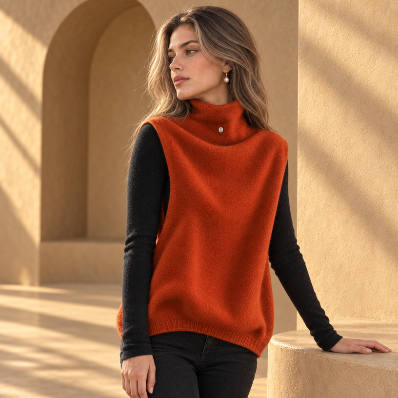 Jady Sleeveless Turtleneck Sweater — caramel