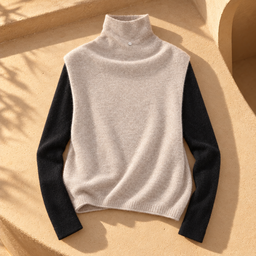 Jady Sleeveless Turtleneck Sweater — camel