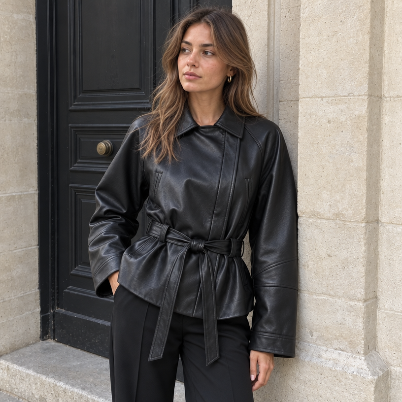 Valeria Leather Jacket — Black