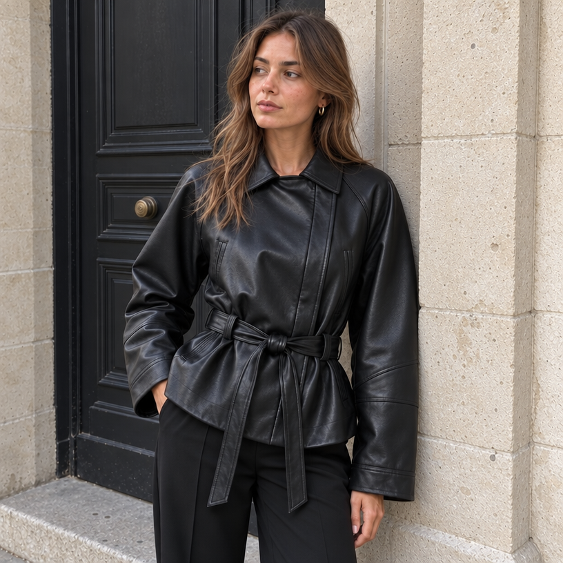 Valeria Leather Jacket — Black