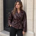Valeria Leather Jacket — Wine Red