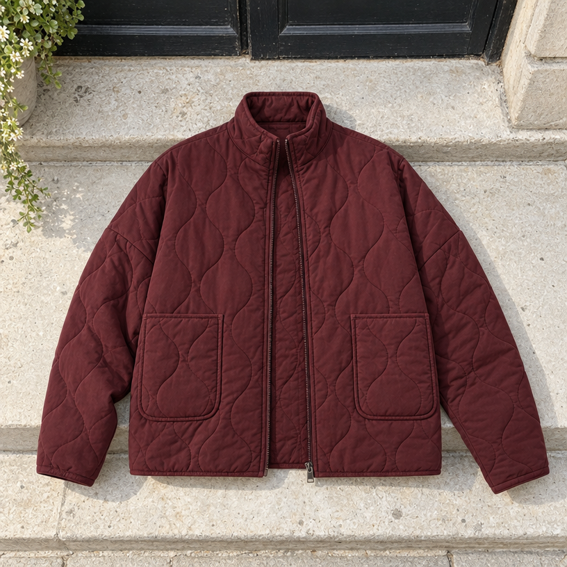 Maisy Quilted Jacket — Burgundy