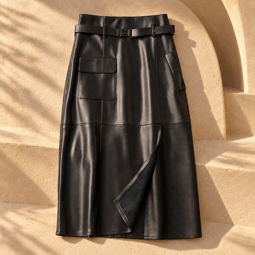 Zady Leather Skirt — Black