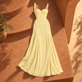 Lace-Up Maxi Dress with Sweetheart Neckline — Yellow