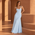 Lace-Up Maxi Dress with Sweetheart Neckline — Sky Blue
