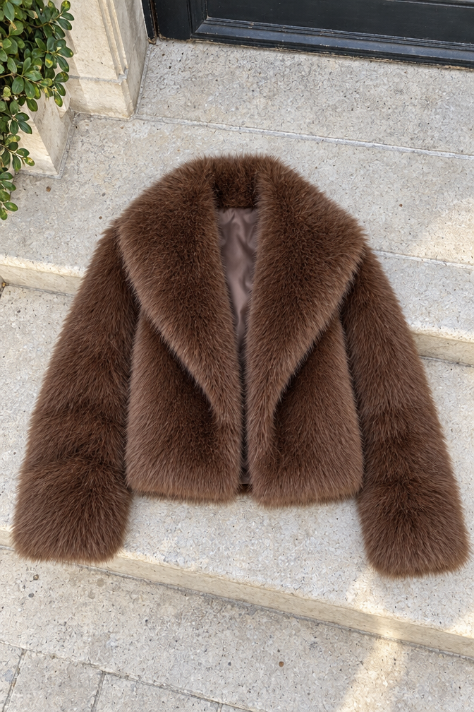 Isabelle Faux Fur Jacket — Brown