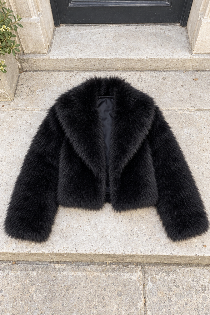 Isabelle Faux Fur Jacket — Black