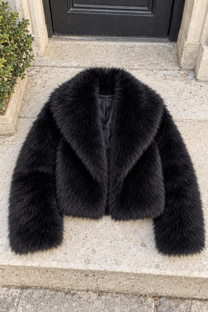 Isabelle Faux Fur Jacket — Black